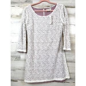 Sabine Womens M White Lace Purple Lined Boho Sheath Mini Dress Summer NWT